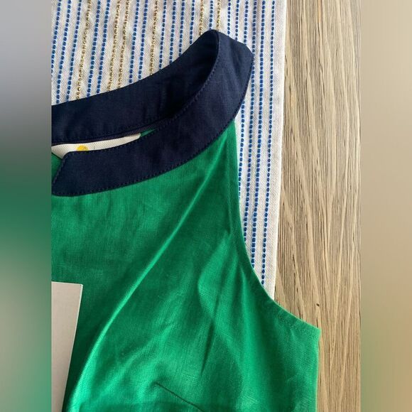 Boden Kelly Linen Sleeveless Notch Neck Shift Dress Size 4R Green Pockets NWT - Picture 5 of 12